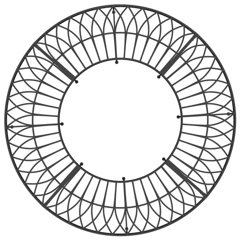 Panca da giardino mobili da esterno per patio cornice circolare per alberi diametro 160 cm acciaio nero 02_0011120