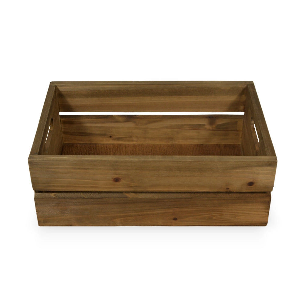Cassettina Contenitore Portaoggetti in Legno Marrone con manici cm 30 x 19 x h11