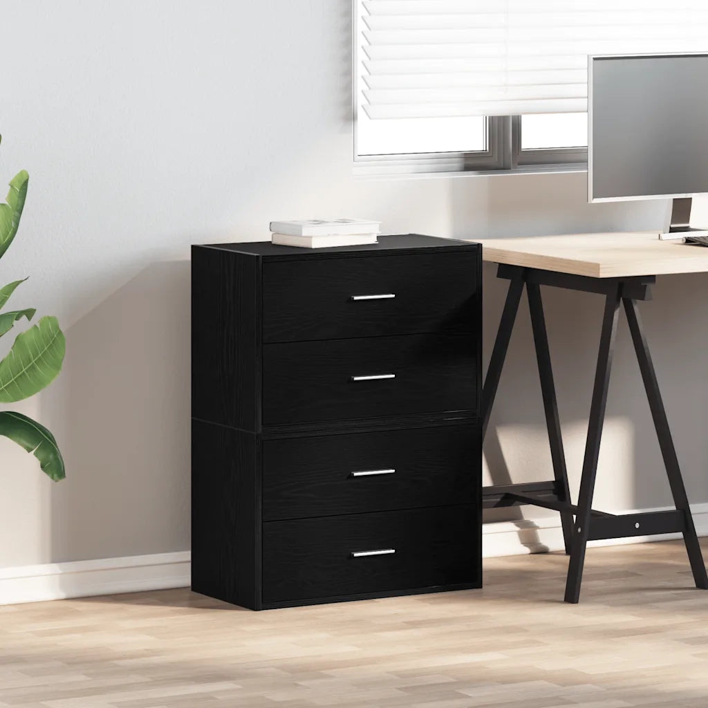 Armadi con 2 Cassetti 2 pz Rovere Nero 60x31x40 cm Truciolato 858824