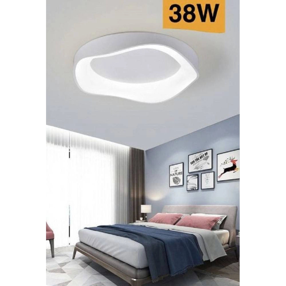 Trade Shop - Plafoniera Led A Onda Bianca 38 W Ultra Moderna Tre Colorazione Di Luce C53-b3c -