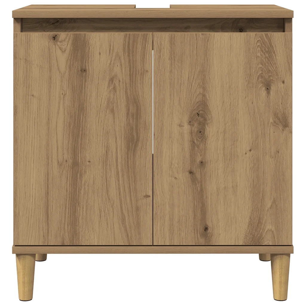 Mobiletto sottolavello moderno con ampio spazio contenitivo 58 x 33 x 60 cm finitura rovere ingegnerizzato realizzato artigianalmente 02_0051042