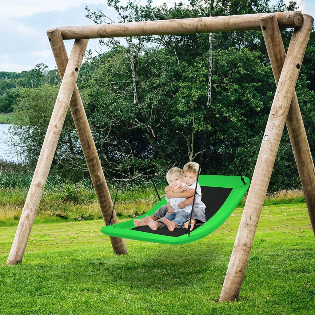 Altalena a nido d'ape con corde regolabili, altalena per bambini e adulti, 150 cm x 80 cm, altalena da giardino fino a 150 kg, per interni ed esterni (verde)