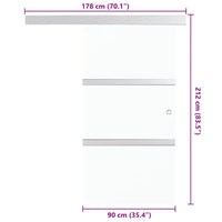 Porta Scorrevole in Vetro ESG e Alluminio 90x212cm Argento 288053