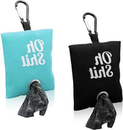 Dispensero per sacchi di spazzatura per animali domestici con clip metallico per guinzaglio (nero blu) - Set da 2 pezzi