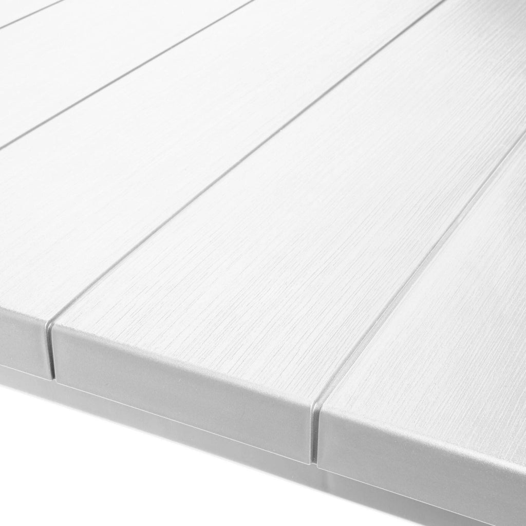 Tavolo da esterno Listowel, Base per picnic, Piano da pranzo da giardino, Banco outdoor multiuso, 147x90 h75 cm, Bianco