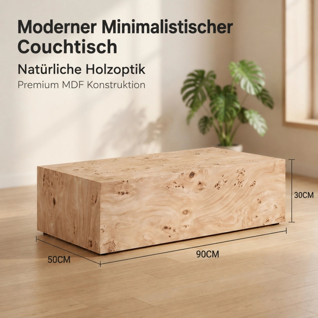 Tavolino basso multifunzionale in MDF effetto legno con superficie facile da pulire per soggiorno 100 × 59,5 × 38 cm