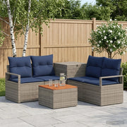 Set di divani 6 pz Grigio e Blu Navy Rattan sintetico e Acciaio 3447247