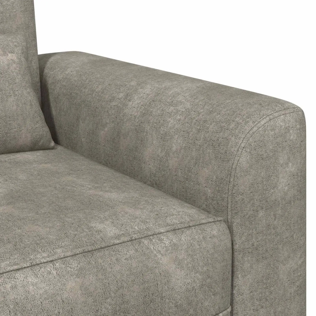 Poltrona Grigio Chiaro Pelle Scamosciata Sintetica 42042476