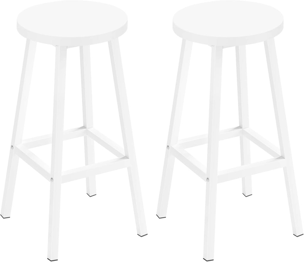 Sgabello da Bar Set di 2, Sgabello da Cucina con Poggiapiedi, Sgabello Alto in Stile Moderno/Industriale per Bar, Caffè, Isola della Cucina, Nero, K0007BH-2