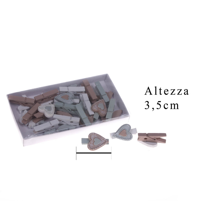 Set 72 Mollette con Cuori H 35 cm