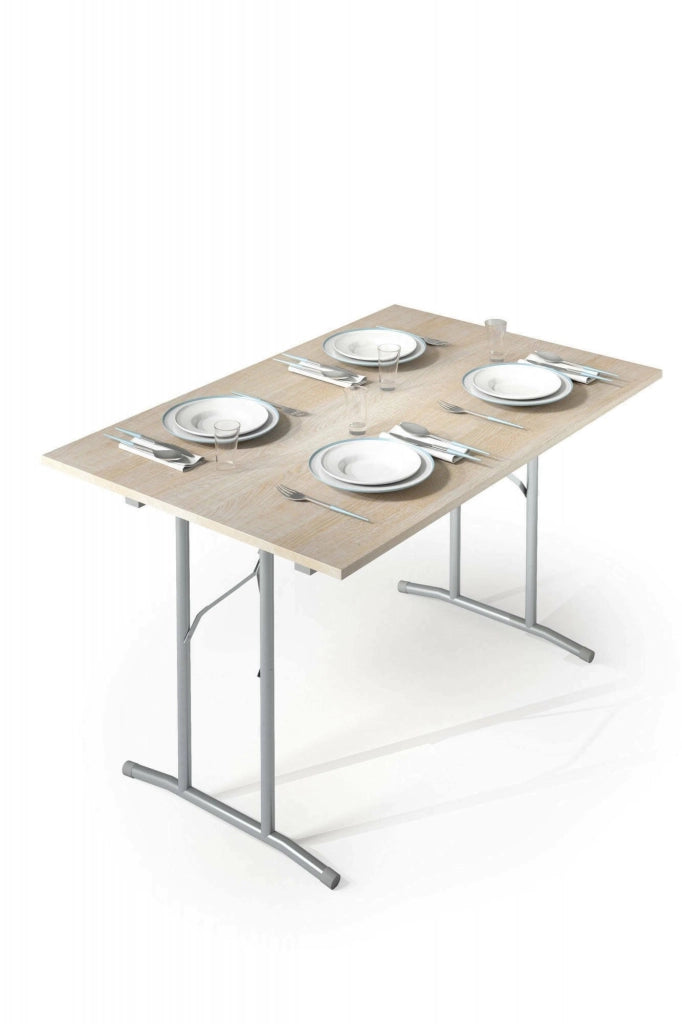 Aliena, Tavolo Pieghevole 6 Posti Made in Italy, 125x75x80h cm Marrone Rovere