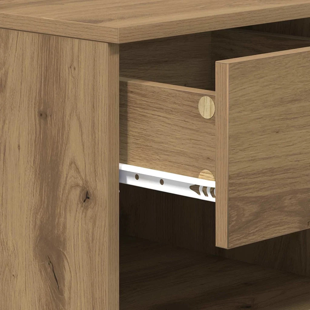 Comodino moderno con cassetto contenitore 40 x 39 x 40 cm stile rustico legno di rovere ingegnerizzato realizzato artigianalmente 02_0052670