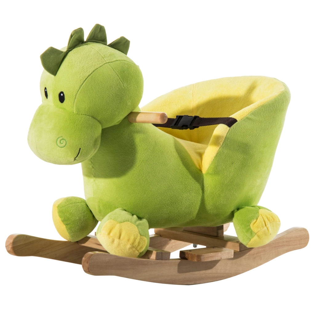 Drago a Dondolo per i Bambini in Legno Verde e Giallo