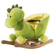 Drago a Dondolo per i Bambini in Legno Verde e Giallo