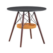 Tavolo da pranzo 2-4 posti con cestello portaoggetti - per soggiorno - Ø 80 cm - noce e nero