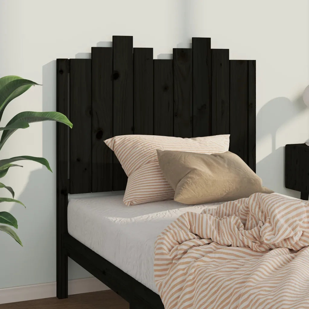 Testiera per Letto Nera 96x4x110 cm in Legno Massello di Pino 818454
