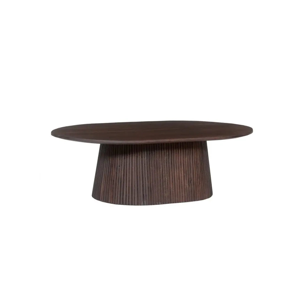 Tavolino basso ovale MITCHEL – Legno esotico di mango marrone scuro 120x70 cm