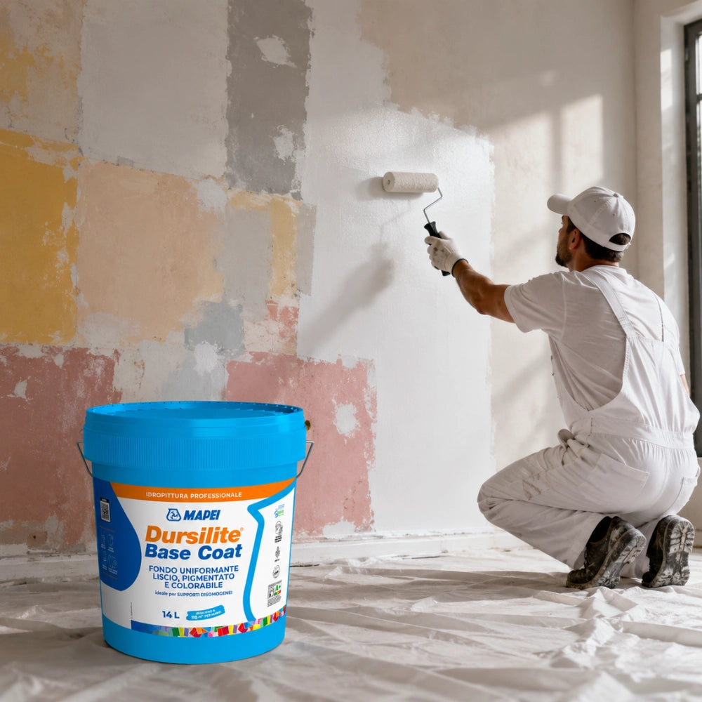 Mapei dursilite base coat fondo murale liscio colorabile per supporti disomogenei *** formato 14 lt, confezione 1