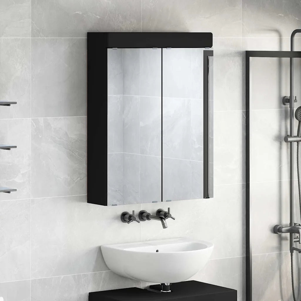 Mobiletto per specchio da bagno TULUM Nero 60 x 16,5 x 78 cm