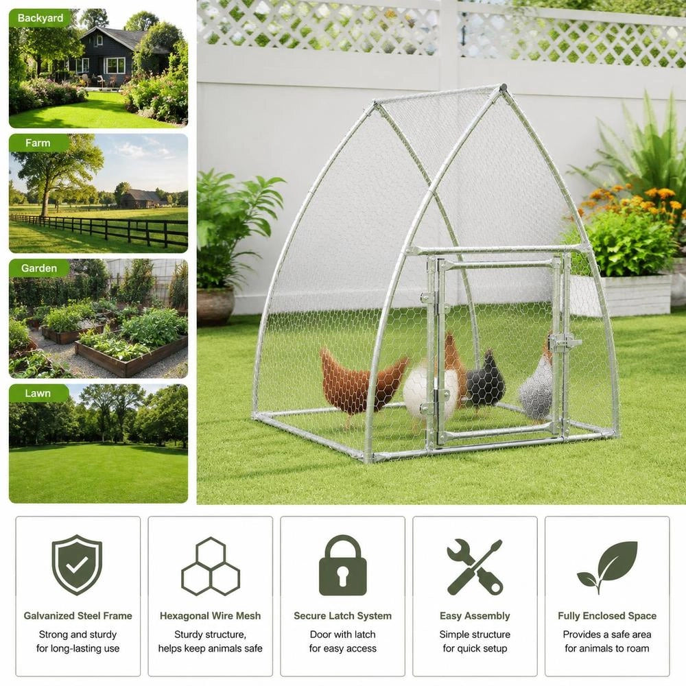 Chicken Cage, Silver, 100x105x120 Cm, Galvanized Steel