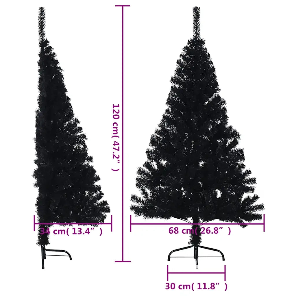 Albero di Natale Artificiale a Metà con Base Nero 120 cm PVC 344675