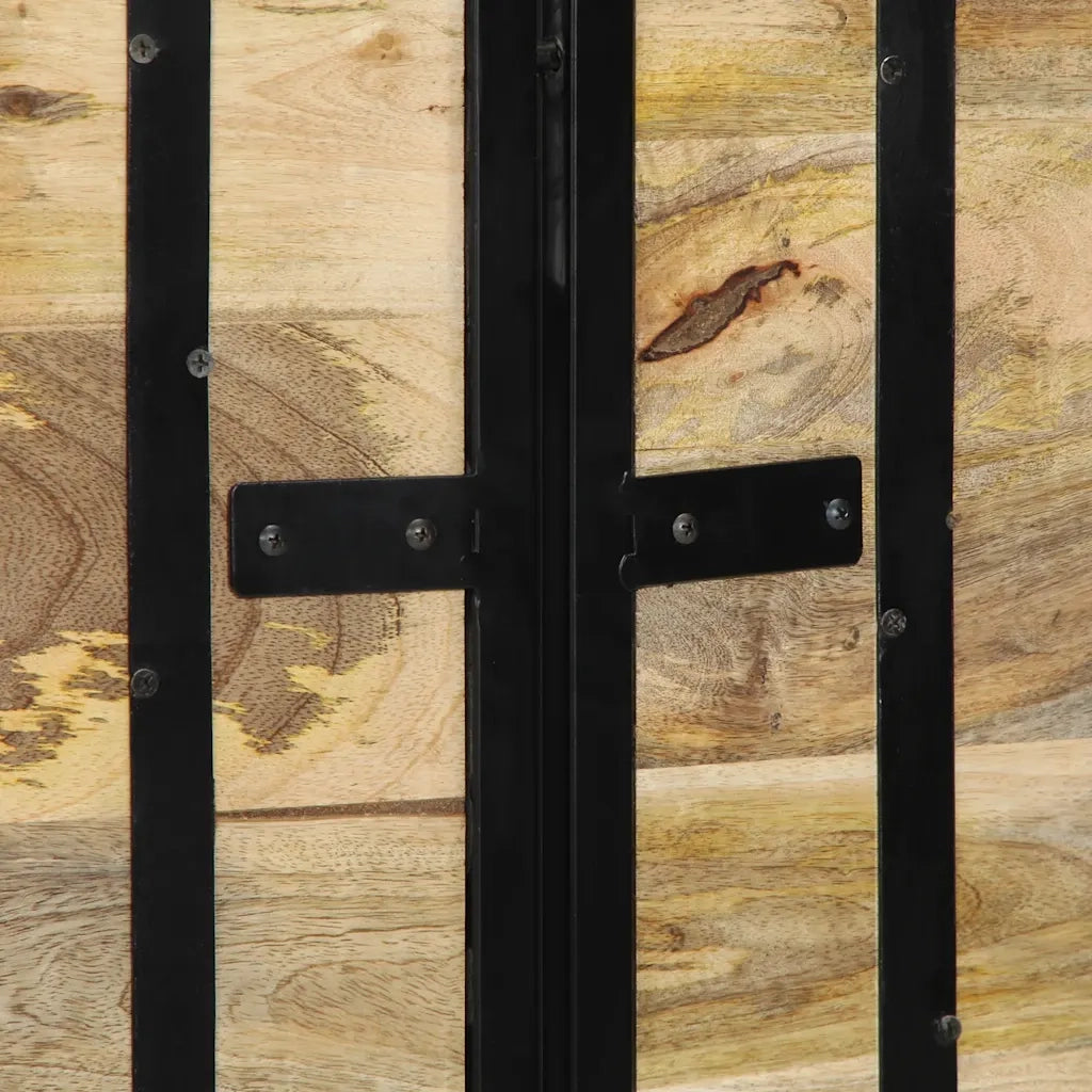 Testiera-Testata-Testiera Decorativa 140 cm in Legno Massello di Mango e Ferro