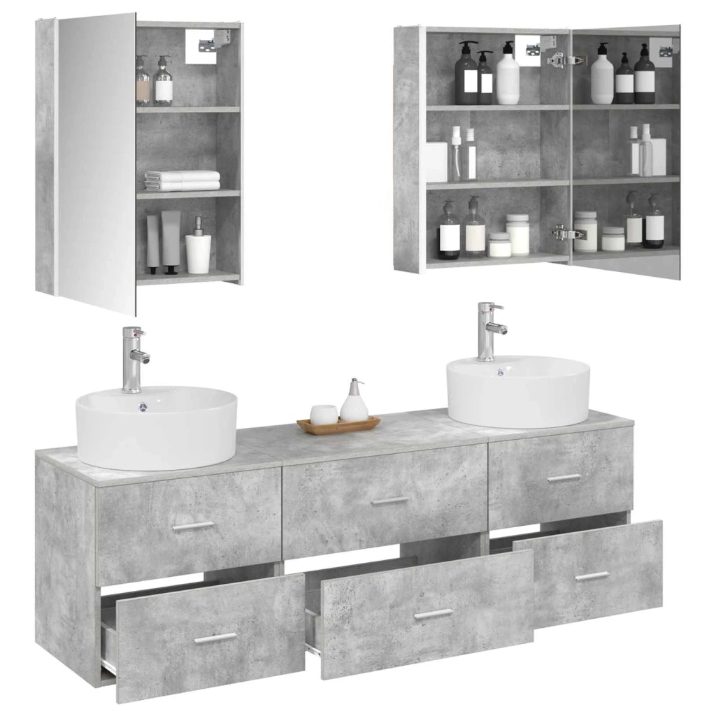 Set di mobili per il bagno 5 pcs Grigio Cemento 3406890
