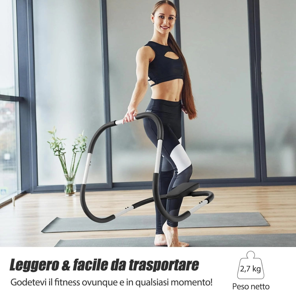 Addestratore per Addominali e Costato con Poggiatesta Imbottito, AB Trainer Ergonomico e Portatile per Allenamento della Forza e Assistente Posizione Seduta da Casa e Palestra