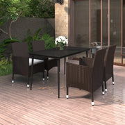 Set da Pranzo per Giardino 5 pz con Cuscini Polyrattan e Vetro cod mxl 38809