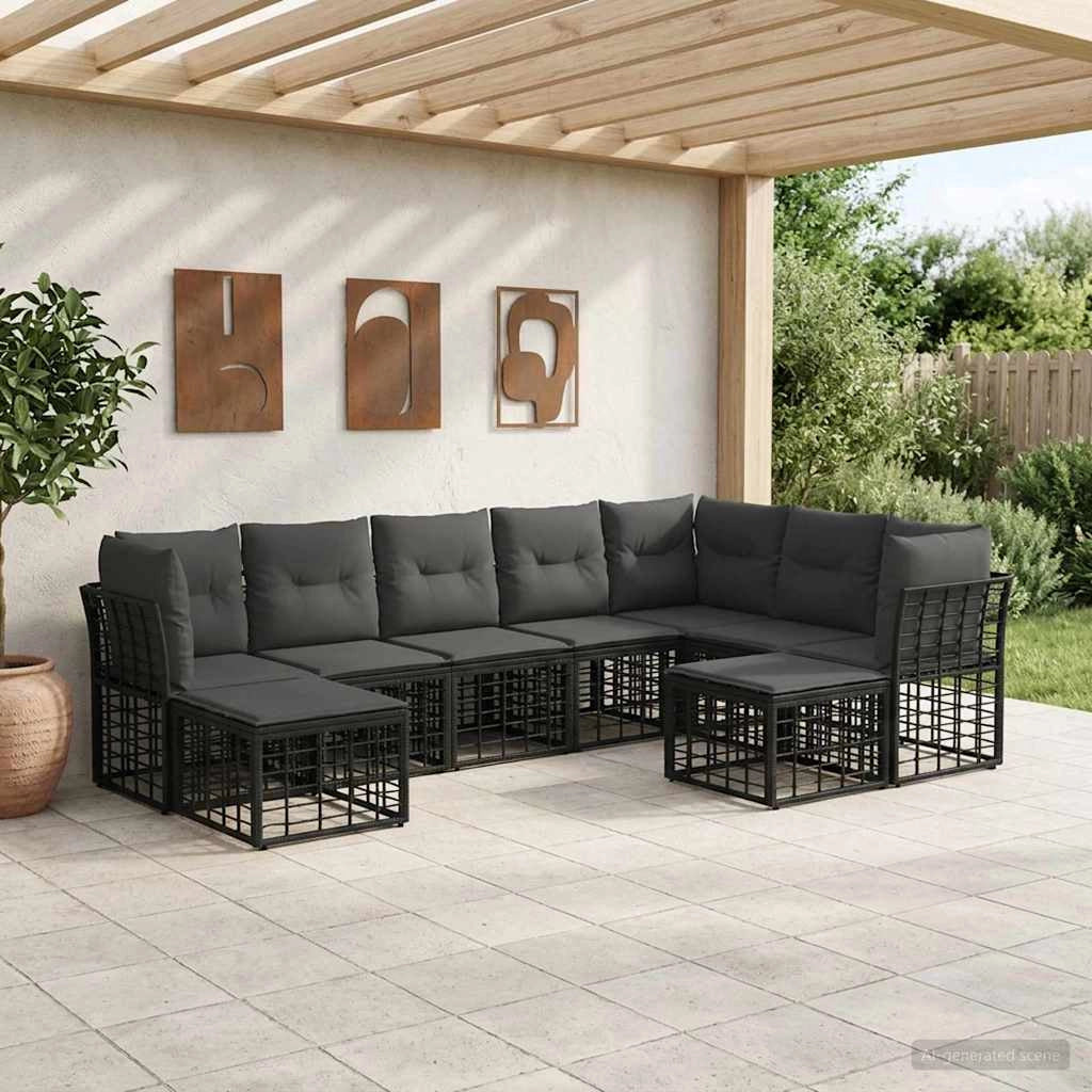 Set di divani da esterno Nero e Grigio scuro Poliestere 3437617