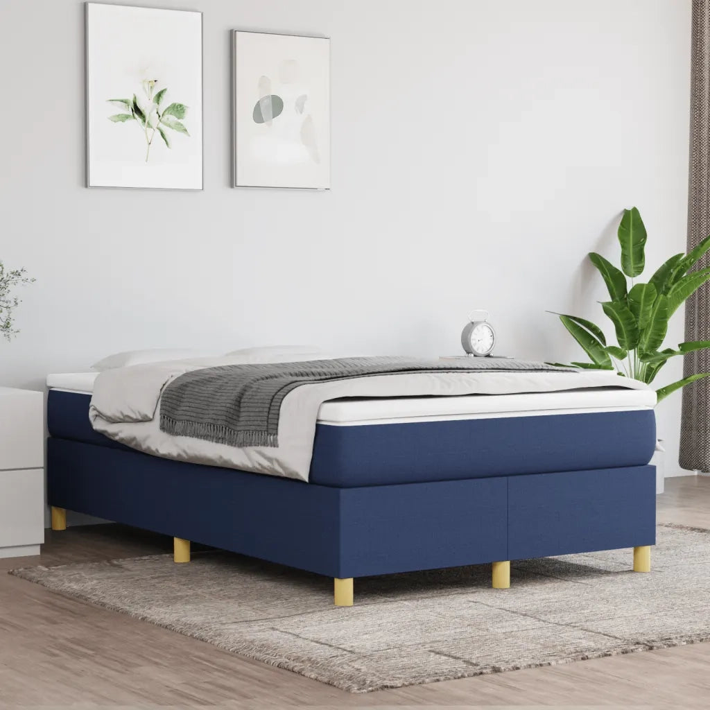Struttura Letto a Rete a Molle-Giroletto Blu 120x200 cm in Tessuto 163913