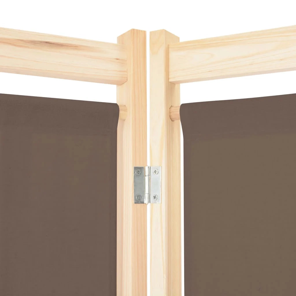 Divisorio divisorio mobile decorativo 5 pannelli marrone 200 x 170 x 4 cm tessuto 0802089