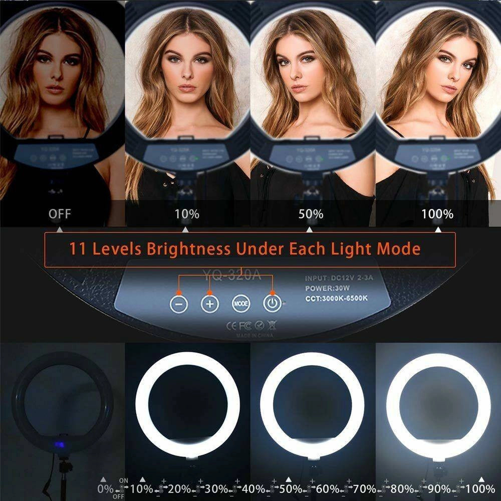 Trade Shop - Anello Luminoso Treppiedi Luce Selfie Tik Tok Led Lampada Ring Light Video 30cm -