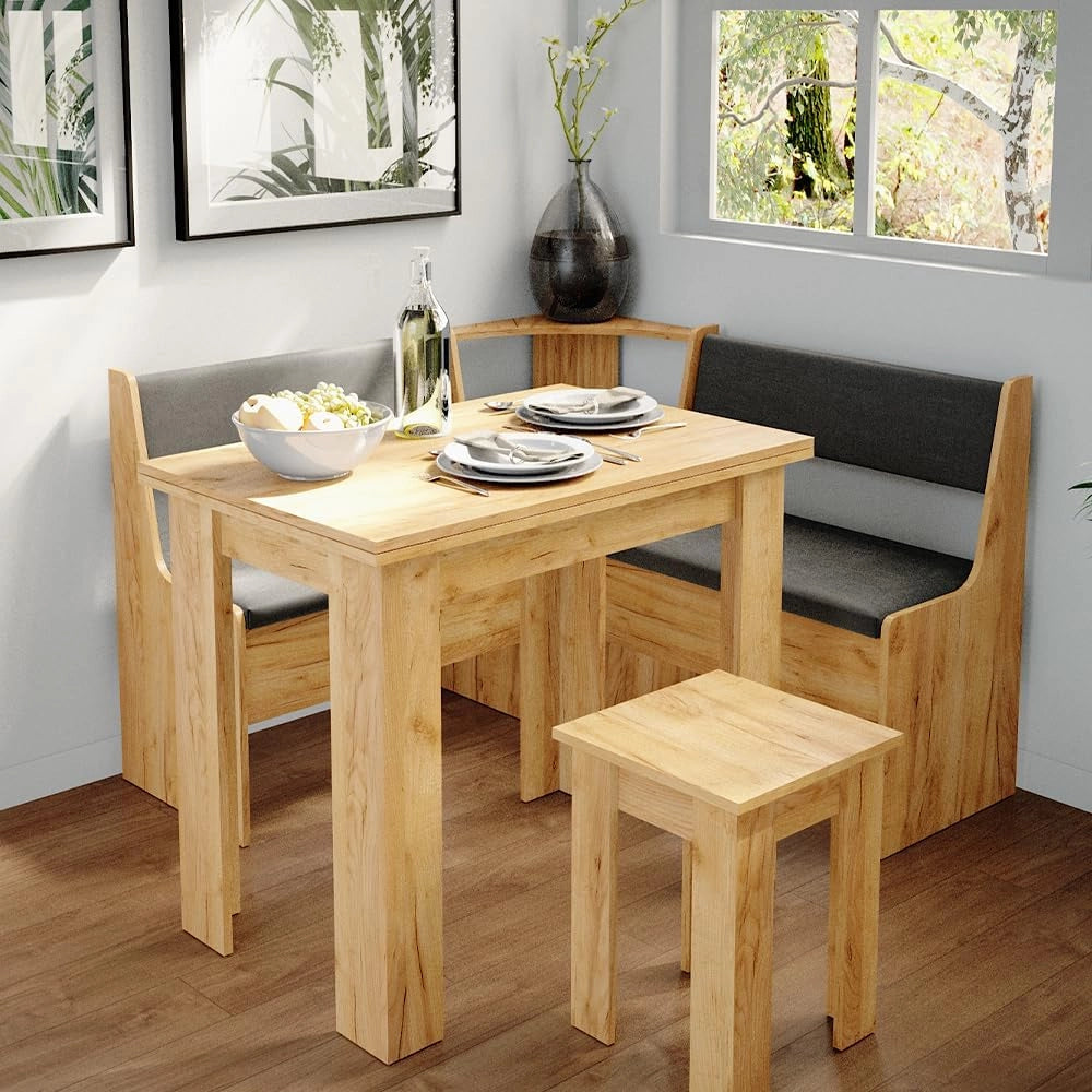 Panca ad angolo Roman, Quercia dorata, 76.6 x 41.5 cm, adatto per il posizionamento ad angolo in cucine e sale da pranzo