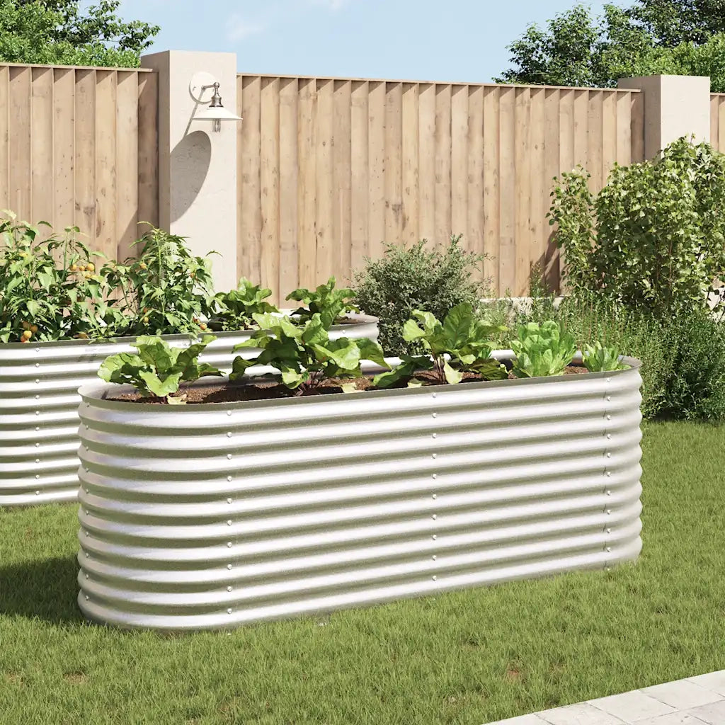 Fioriere | Cassetta per fiori | Letto Rialzato Giardino 240x80x81 cm in Acciaio Zincato Argento