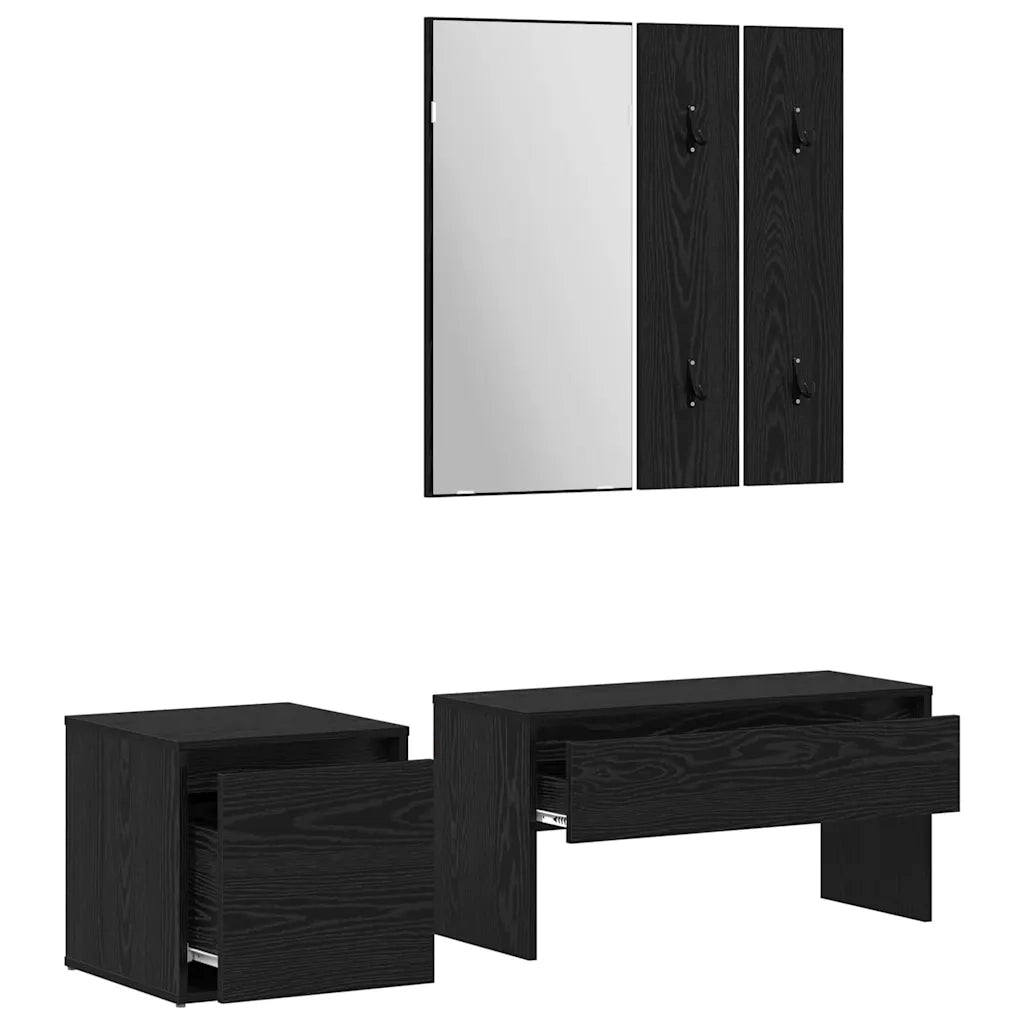 vidaXL Set mobili da ingresso 3 pcs Rovere nero 80 x 31 x 40 cm