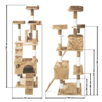 Albero tiragraffi beige 170 cm con piattaforme, cuccette e scale