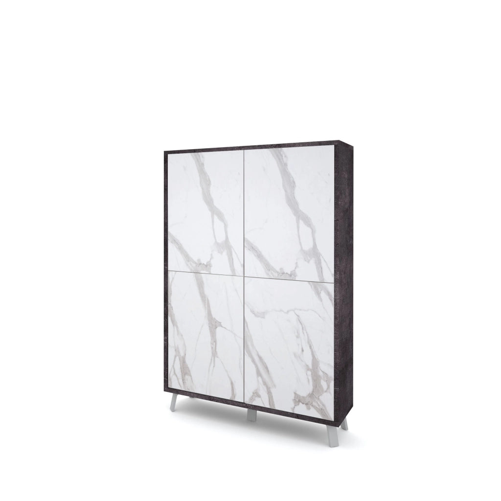 Credenza alta VELBRUK nero pietra/marmo calacatta