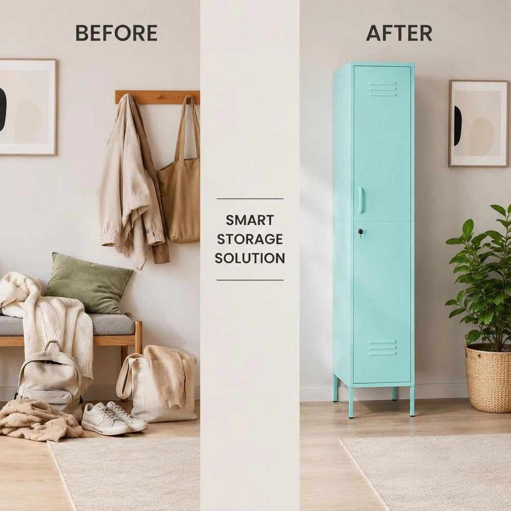 Locker Cabinet, Mint Green, 35x46x180 Cm, Steel