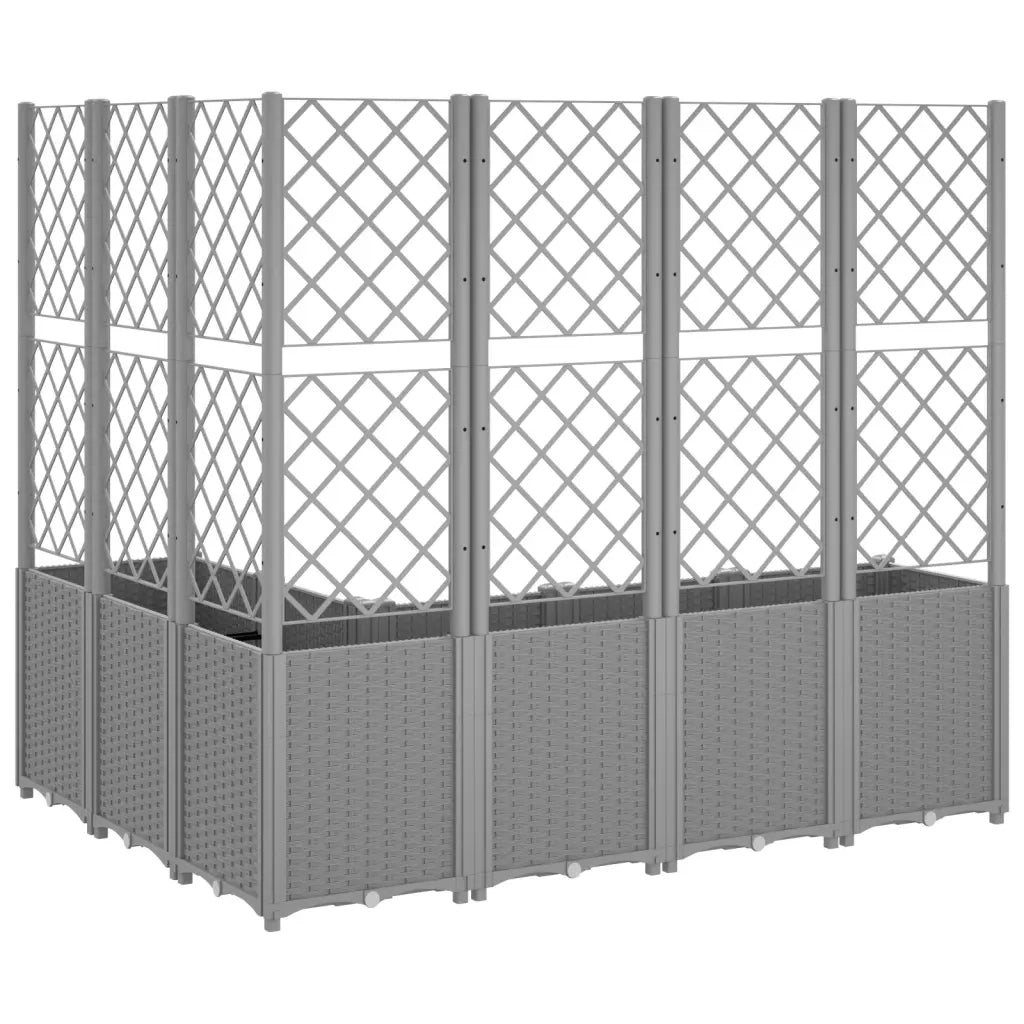 Fioriera Giardino con Graticcio-Vaso da Esterno-Contenitore per Piante Grigio Chiaro 160x120x140 cm PP