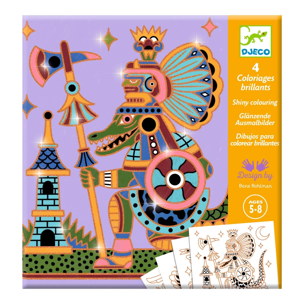 Disegni da colorare Guerrieri animali,Djeco, Eta 5-8 anni