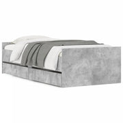 Letto singolo | Letto per adulti | Giroletto con Cassetti Grigio Cemento 75x190 cm Small Single