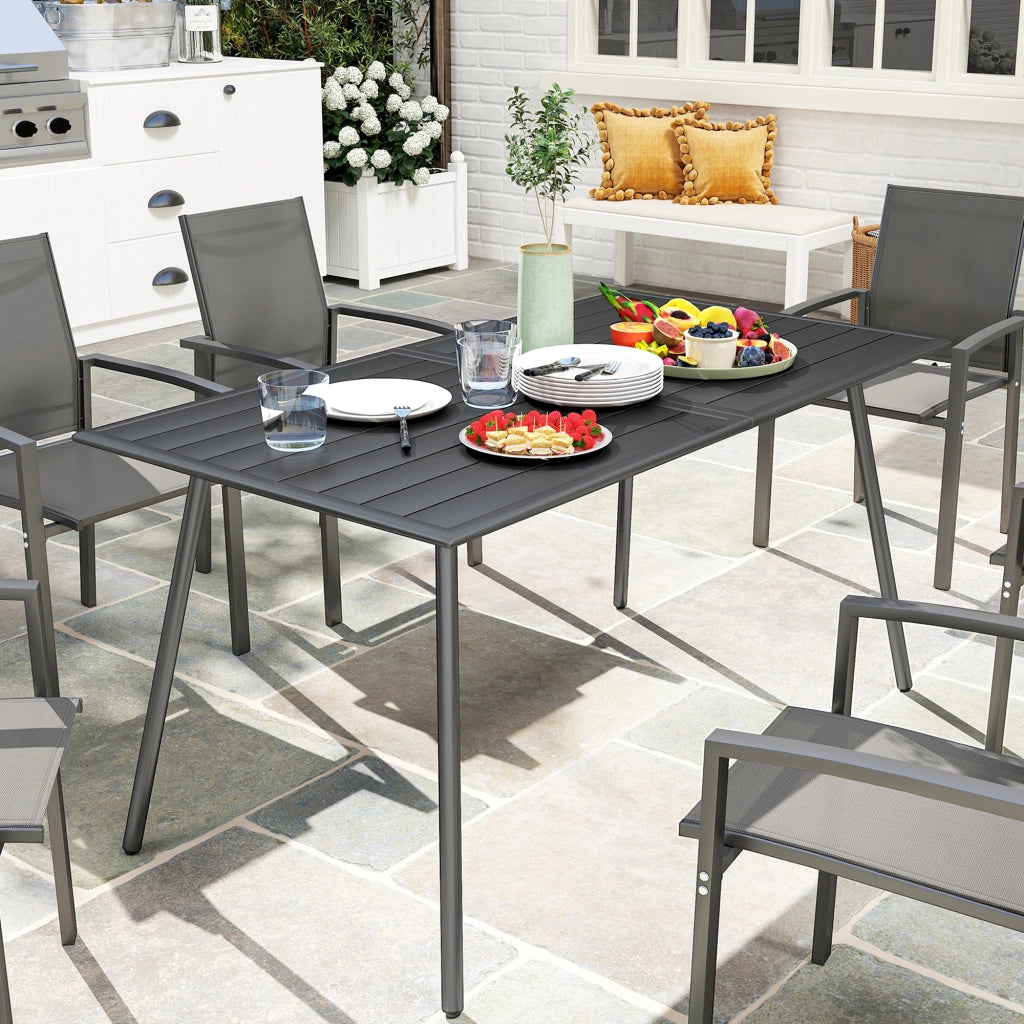 Tavolo da pranzo per giardino ¨C zephmum ¨C 150x80x74 cm, grigio