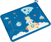 Tavolo per bambini, tavolo, tavolo in silicone, tappetino antiscivolo per tavolo in stile spaziale, motivo spaziale (blu)