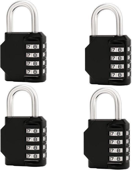 Set di 4 combinazioni, combinazione con slot da parete 4 cifre, slot con codice a cifre per scuola, palestra, viaggi e campeggio
