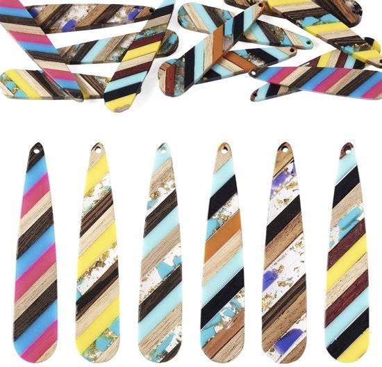 Ganci a forma di goccia in grande hars/teak - 12 pezzi - 6 colori - DIY per creare accessori - realizzati a mano