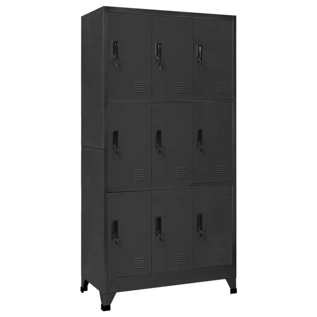 Armadietto moderno 90 x 45 x 180 cm per riporre in sicurezza oggetti personali con ante in acciaio antracite con serratura. Codice articolo: 02_0047019