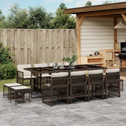 Set da Pranzo da Giardino 13pz con Cuscini Marrone Polyrattan 3210981