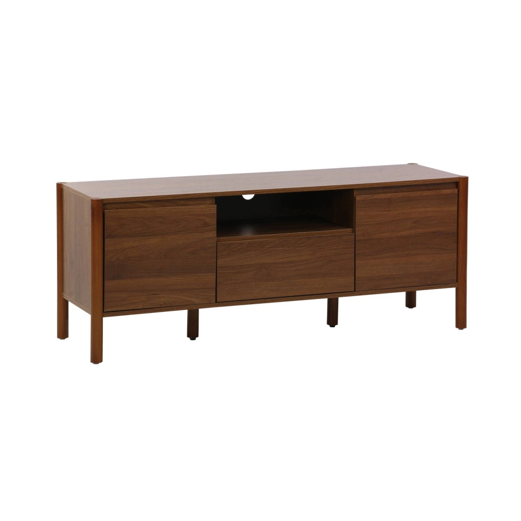 Mobile tv decorazione legno 2 ante 1 cassetto 140cm, noce