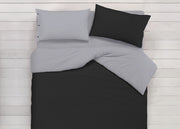 Copripiumino In 100% Cotone Double Face Grigio/Nero - Matrimoniale - Grigio-Nero